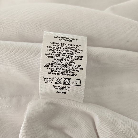 Tanya Taylor 3X White Tee Elevated T Shirt Watercolor Puff Sleeve Organic Cotton - Picture 9 of 12